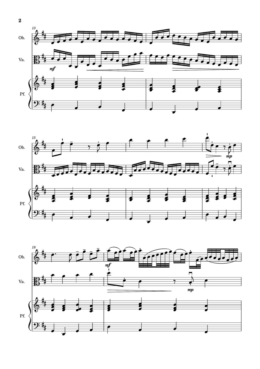 Canon in D Major, P.37; T.337. Arranged for Oboe, Viola and Piano. Score and Parts Small Ensemble scores gallery preview page 2