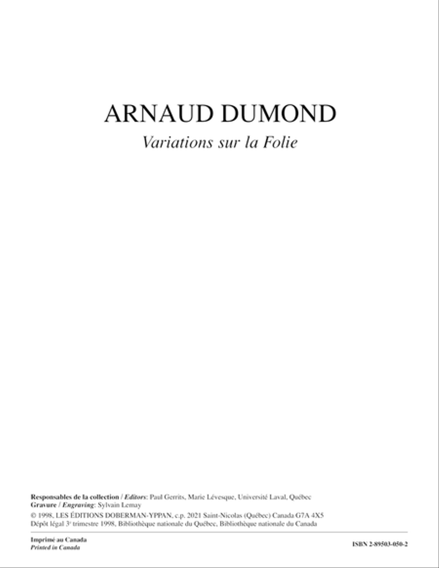 Variations sur la Folie Classical Guitar scores gallery preview page 1