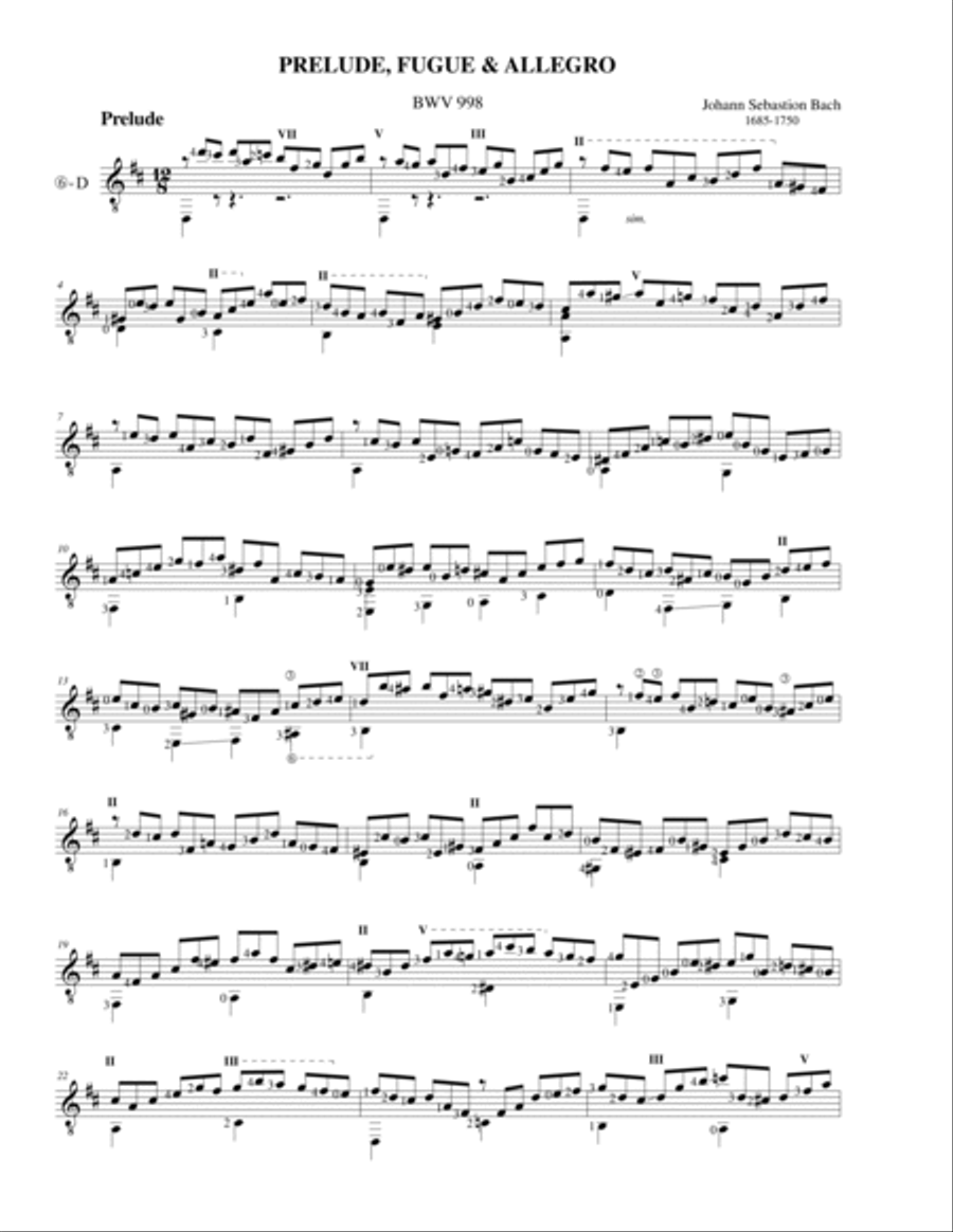 Bach Lute Works for Guitar. BWV 998 Lute scores gallery preview page 2