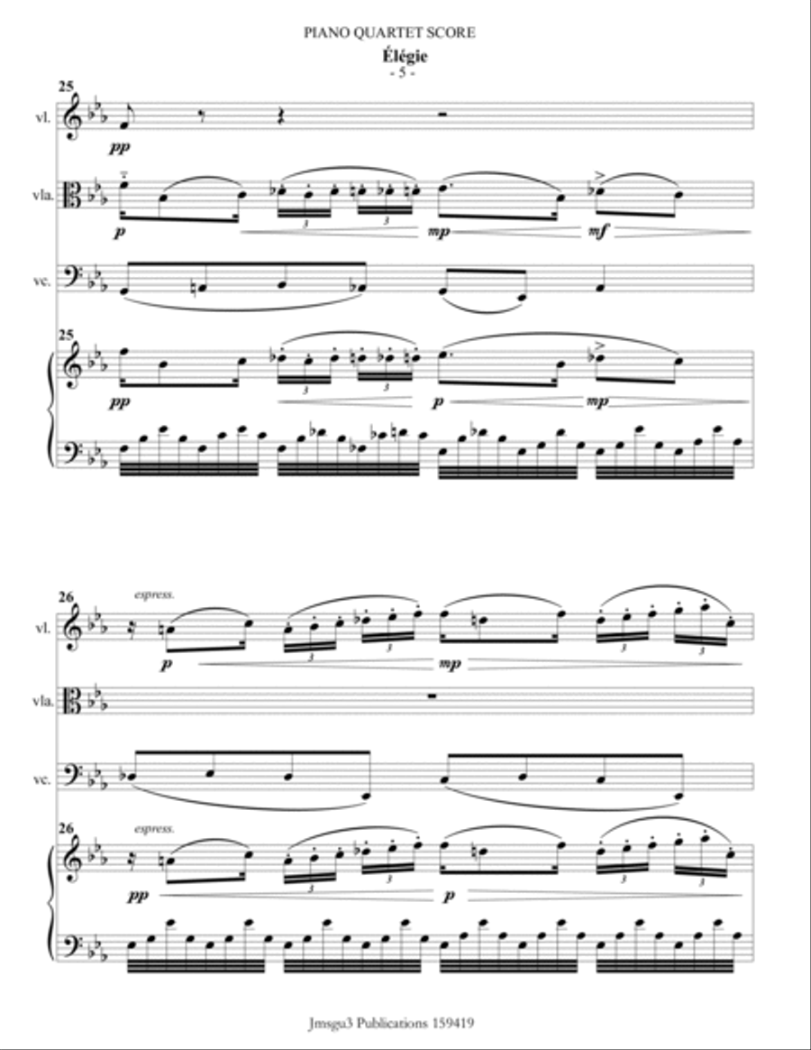 Fauré: Élégie Op. 24 for Piano Quartet Piano Quartet scores gallery preview page 5