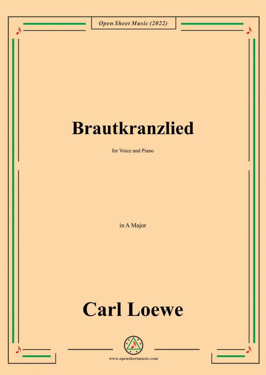 Loewe-Brautkranzlied,in A Major,for Voice and Piano Voice Solo scores gallery preview page 1