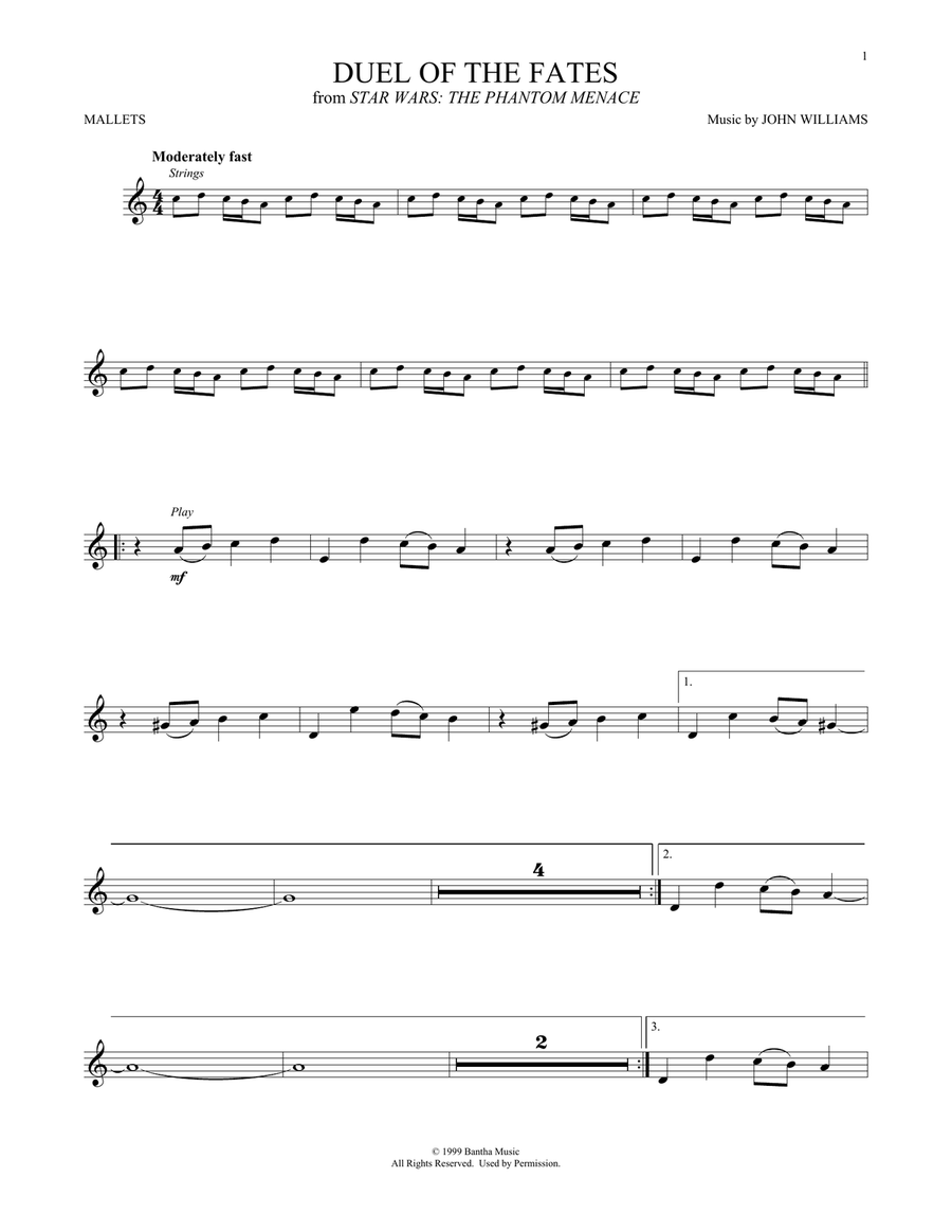 Duel Of The Fates (from Star Wars: The Phantom Menace) Percussion scores gallery preview page 1