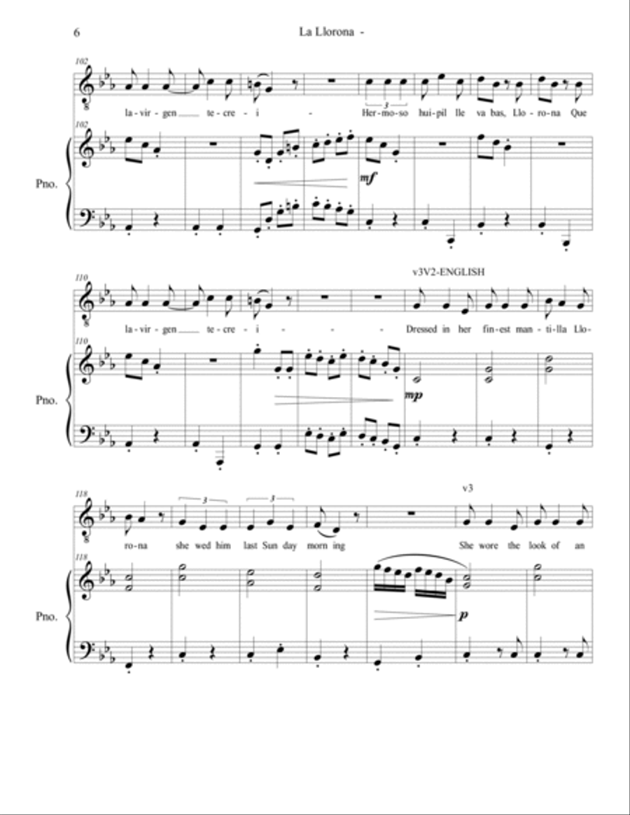 la Llorona Voice scores gallery preview page 6