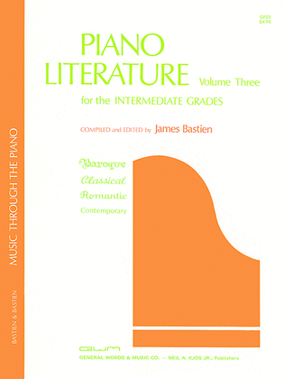 Book cover for Piano Literature for the Intermediate Grades - Volume 3