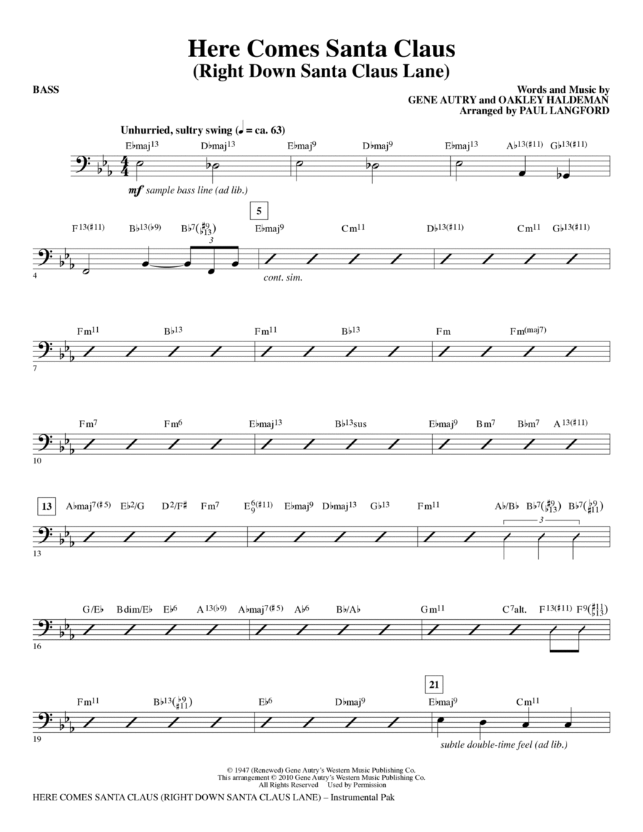 Here Comes Santa Claus (Right Down Santa Claus Lane) Choir scores gallery preview page 1