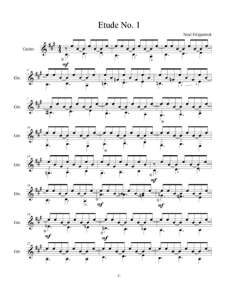 Etude No.1 For Guitar by Neal Fitzpatrick-Standard Notation