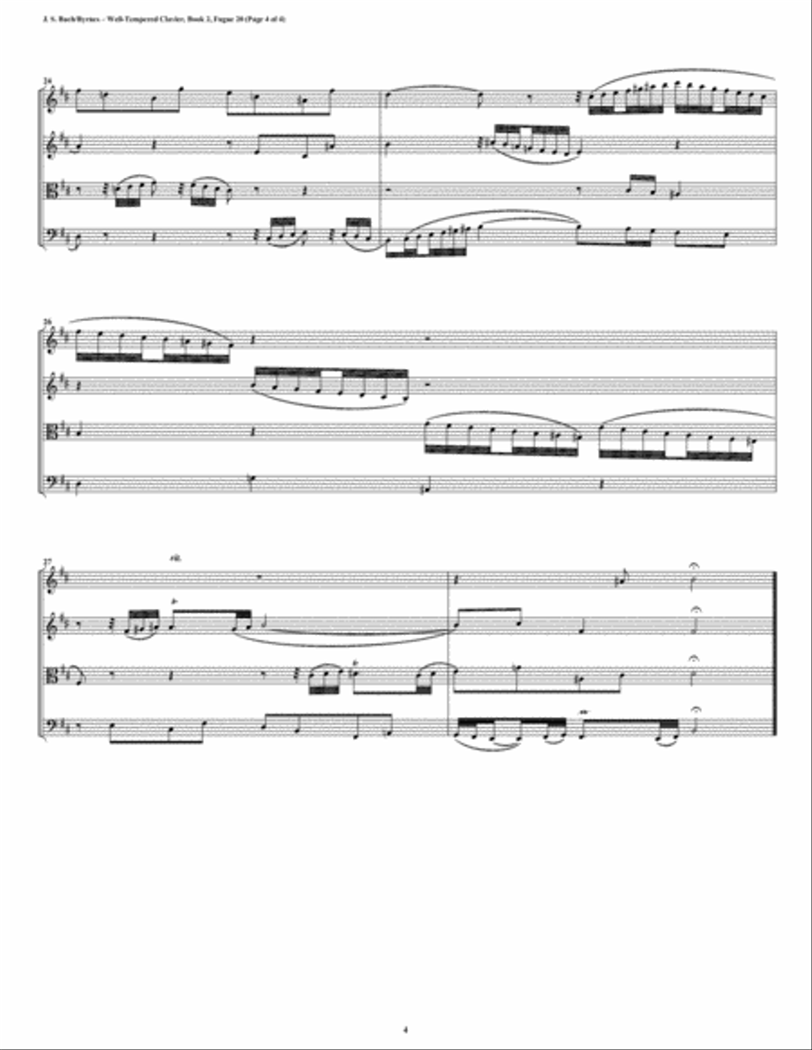 Fugue 20 from Well-Tempered Clavier, Book 2 (String Quartet) String Quartet scores gallery preview page 4