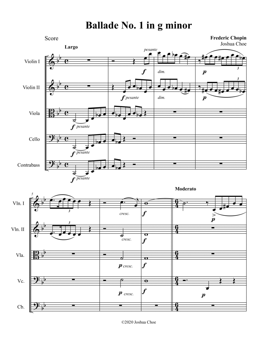 Ballade No. 1 in g minor String Orchestra scores gallery preview page 1