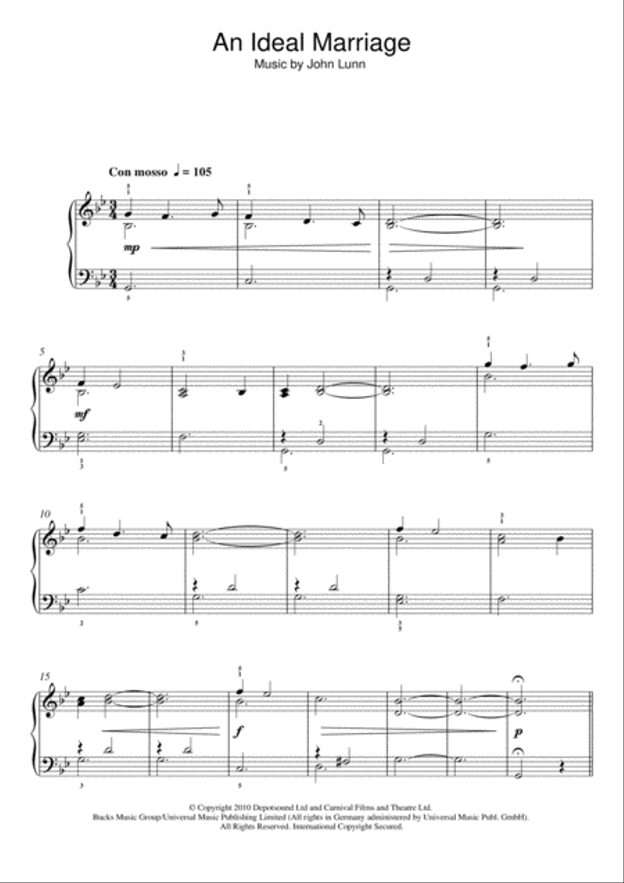 An Ideal Marriage Easy Piano scores gallery preview page 1