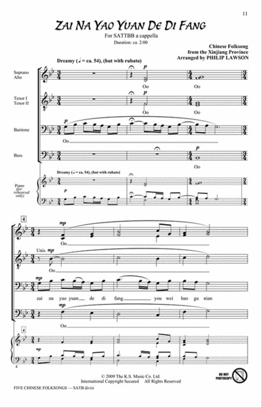Five Chinese Folksongs Divisi scores gallery preview page 3