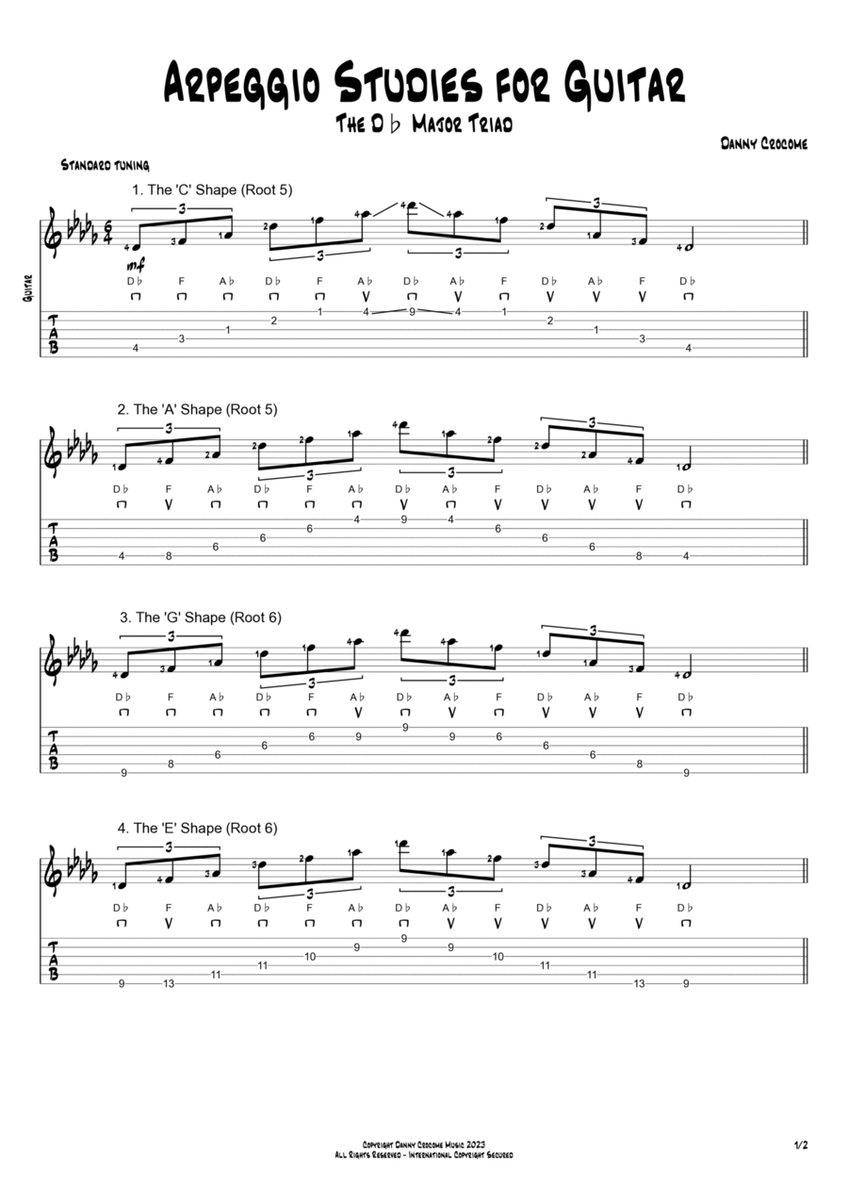 Arpeggio Studies for Guitar - The Db Major Triad image number null