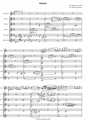 Ballade Op. 288 for flute and orchestra, arranged for flute quintet or flute choir
