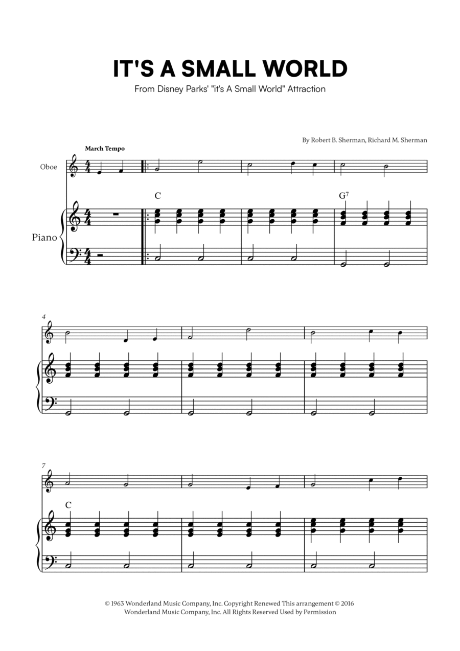 It's A Small World It's A Small World Piano scores gallery preview page 1