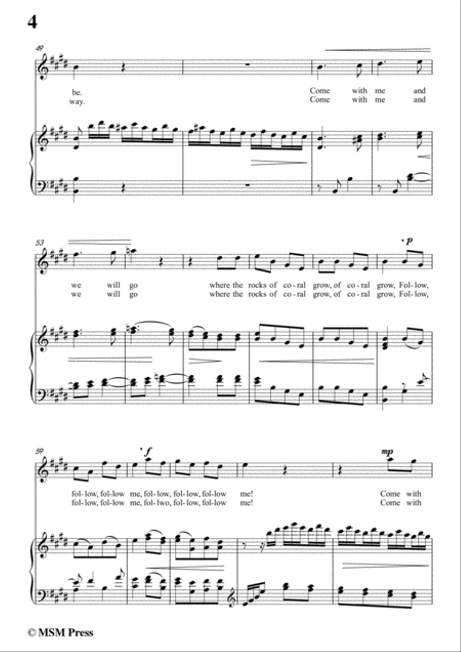 Haydn-The Mermaids Song in E Major, for Voice and Piano Voice Solo scores gallery preview page 6