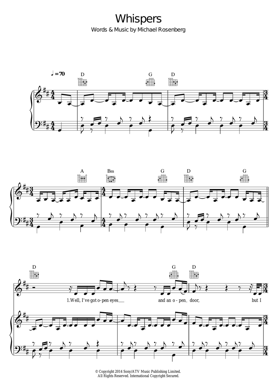 Whispers Piano, Vocal scores gallery preview page 1