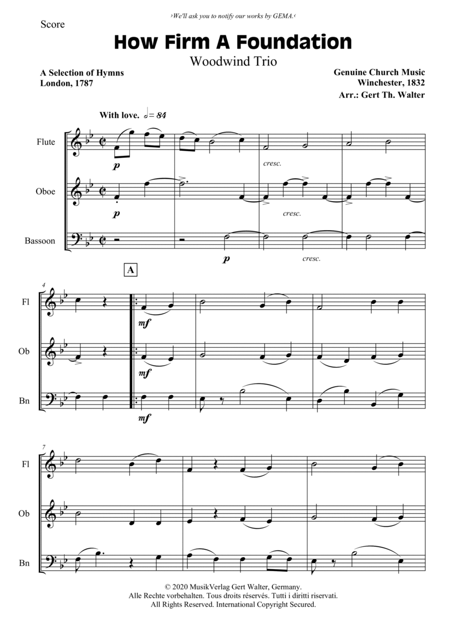 How Firm A Foundation How Firm A Foundation Woodwind Trio scores gallery preview page 1
