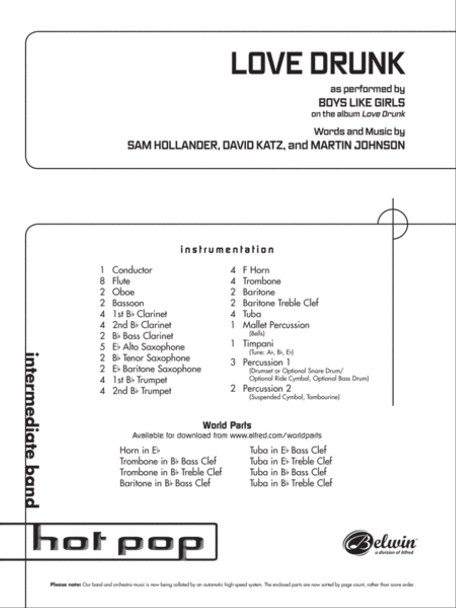 Love Drunk: Score Love Drunk: Score Concert Band scores gallery preview page 1