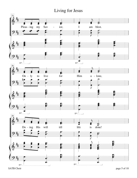 Living for Jesus (for SATB choir with Piano Accompaniment) by Sharon Wilson 4-Part - Digital Sheet Music