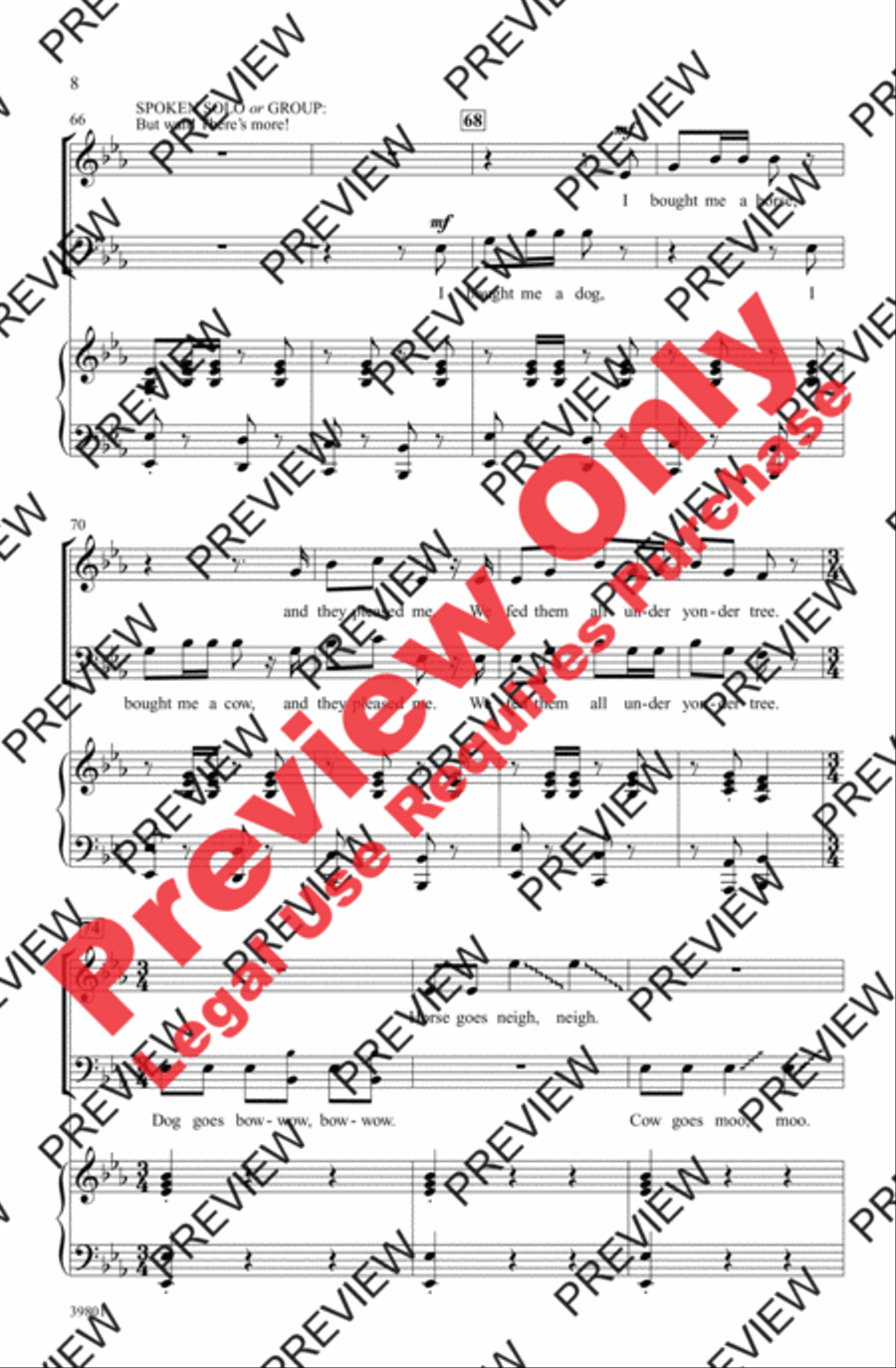 I Bought Me a Cat 3-Part scores gallery preview page 8