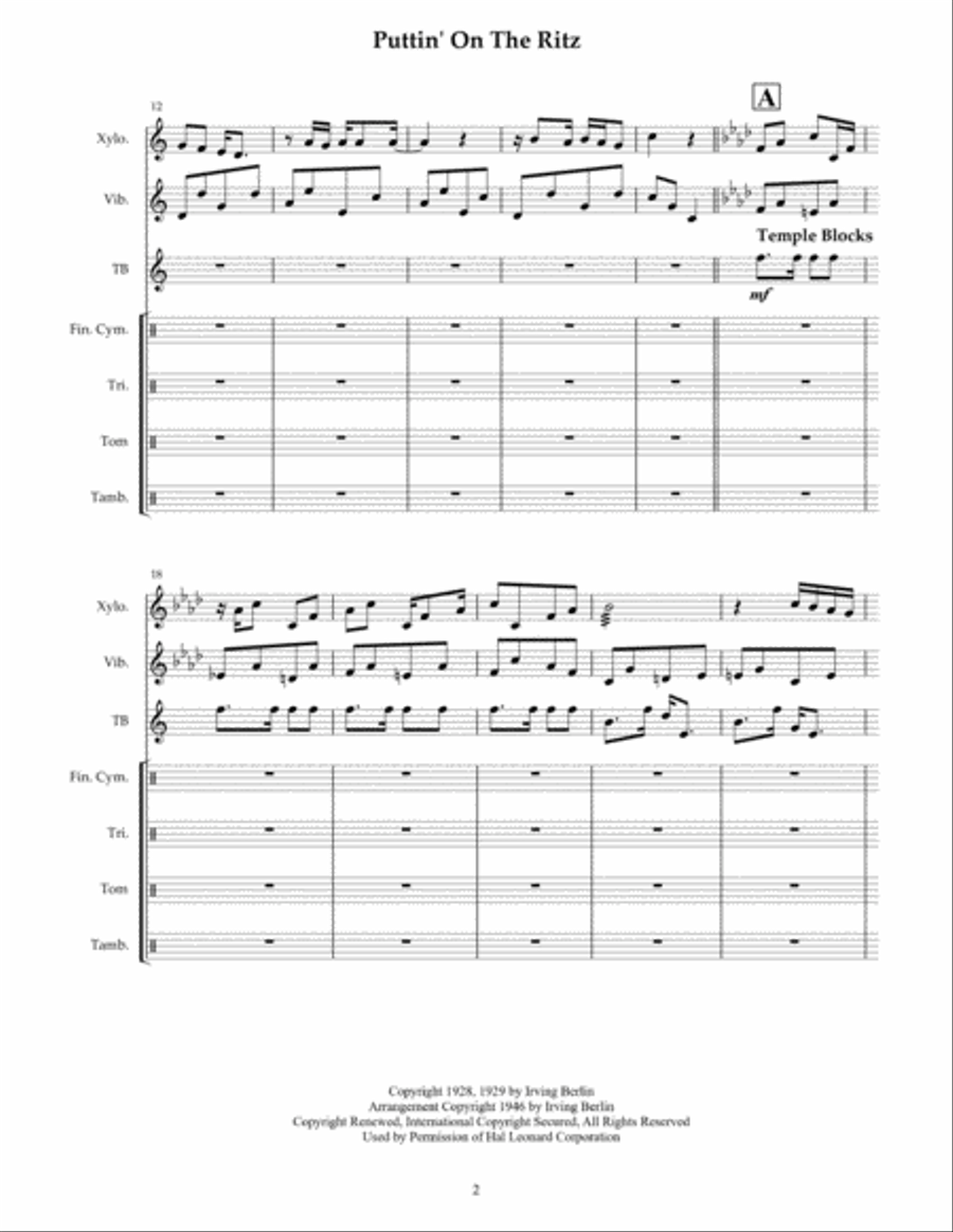 Puttin' On The Ritz Percussion Ensemble scores gallery preview page 4