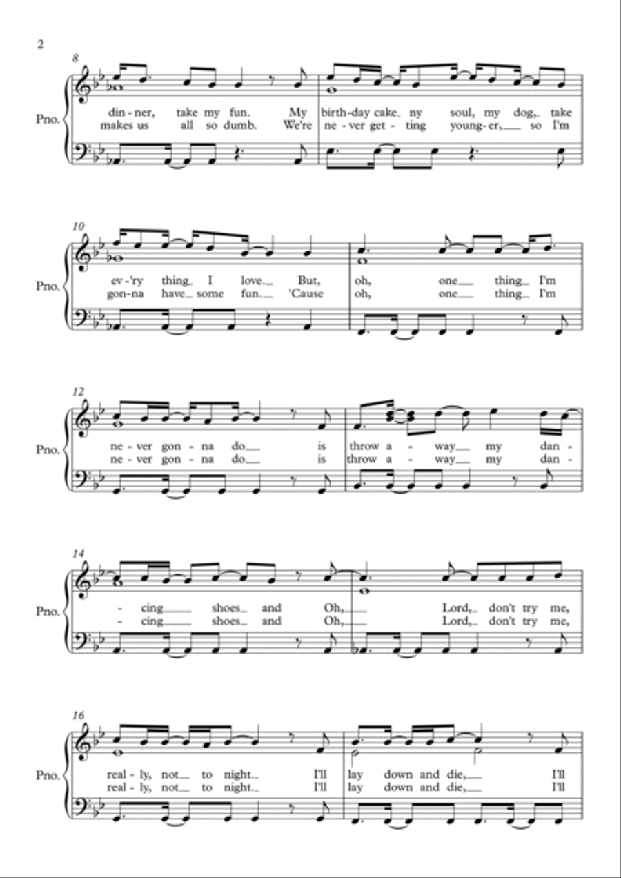 Never Gonna Not Dance Again Voice scores gallery preview page 2