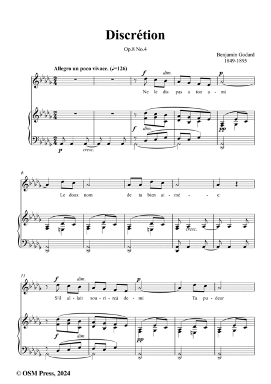 B. Godard-Discrétion,in D flat Major,Op.8 No.4 Voice scores gallery preview page 2