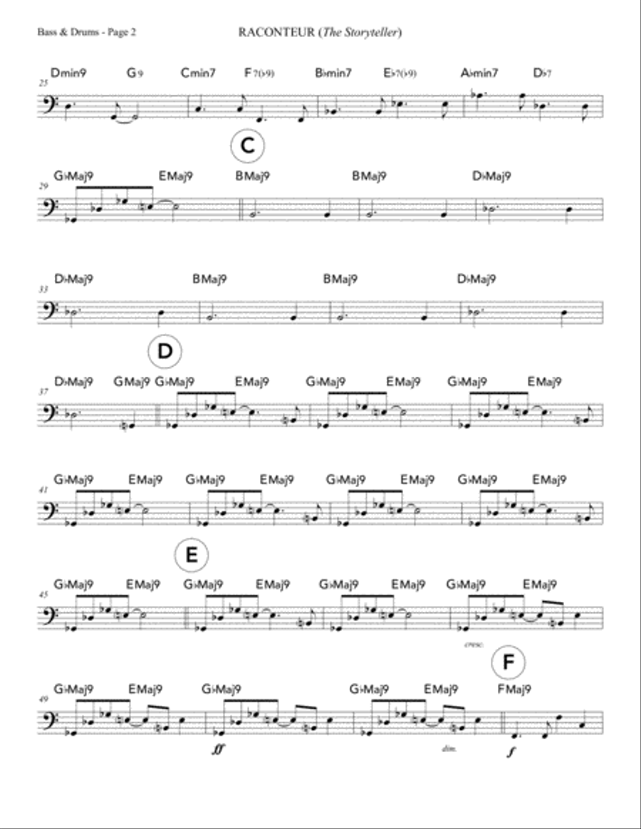 RACONTEUR (The Storyteller) - Bass & Drum Set Jazz Ensemble scores gallery preview page 2
