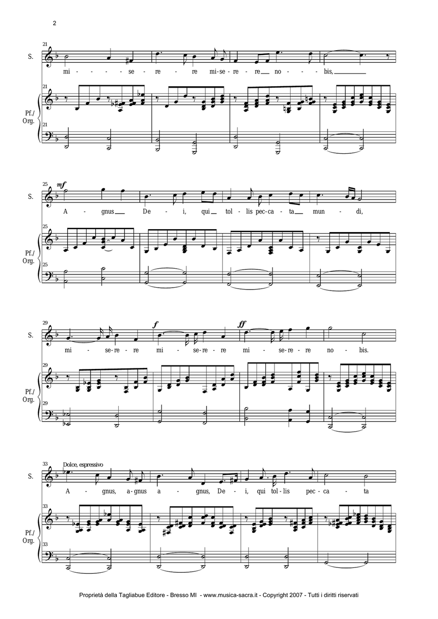 AGNUS DEI - G. Bizet - Arr. for Soprano or Tenor and Organ/Piano Small Ensemble scores gallery preview page 2