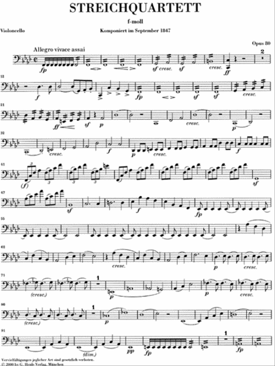 String Quartet F Minor Op. Posth. 80 String Quartet scores gallery preview page 5