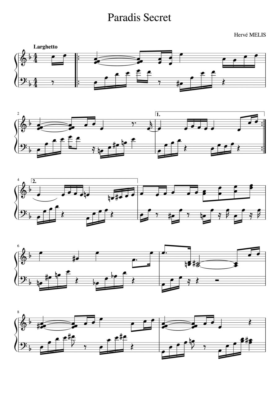 Paradis secret Piano Solo scores gallery preview page 1