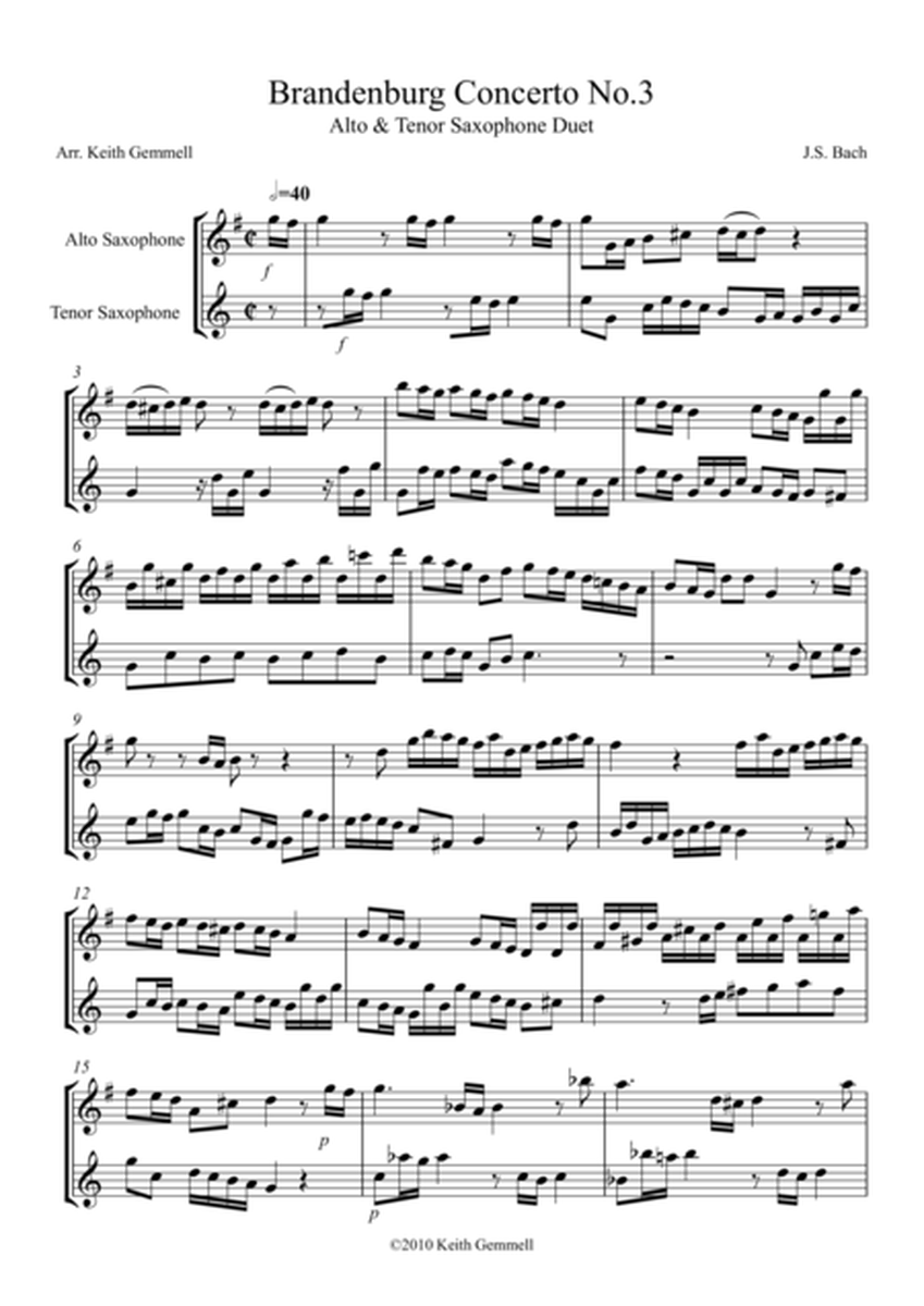 Brandenburg Concerto No. 3: Alto & Tenor Saxophone Duet image number null