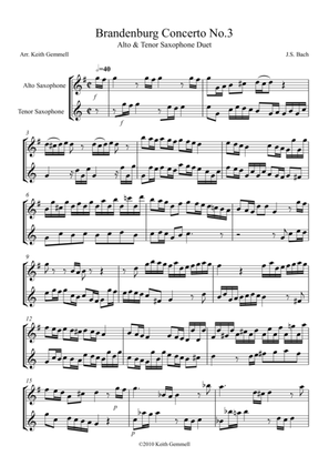 Brandenburg Concerto No. 3: Alto & Tenor Saxophone Duet