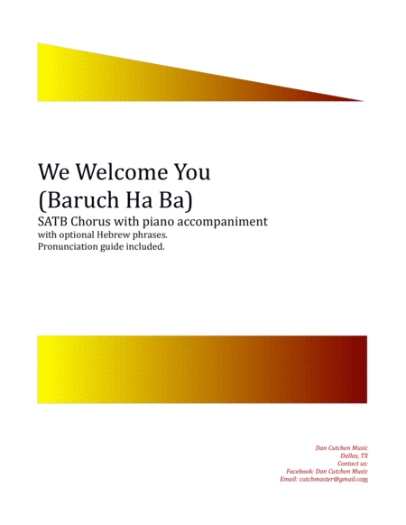 Choral - "We Welcome You" SATB Choir with optional Hebrew phrases