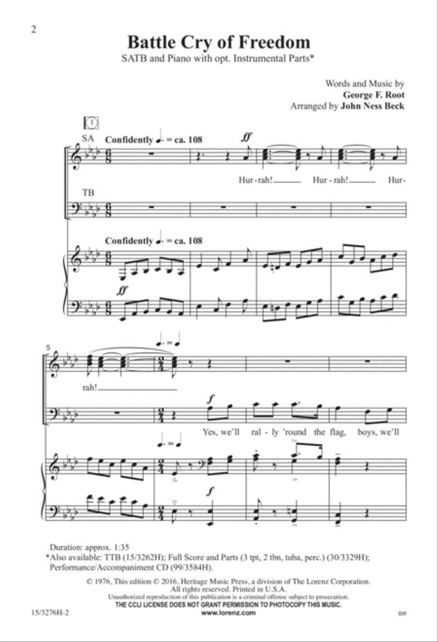 Battle Cry of Freedom 4-Part scores gallery preview page 2