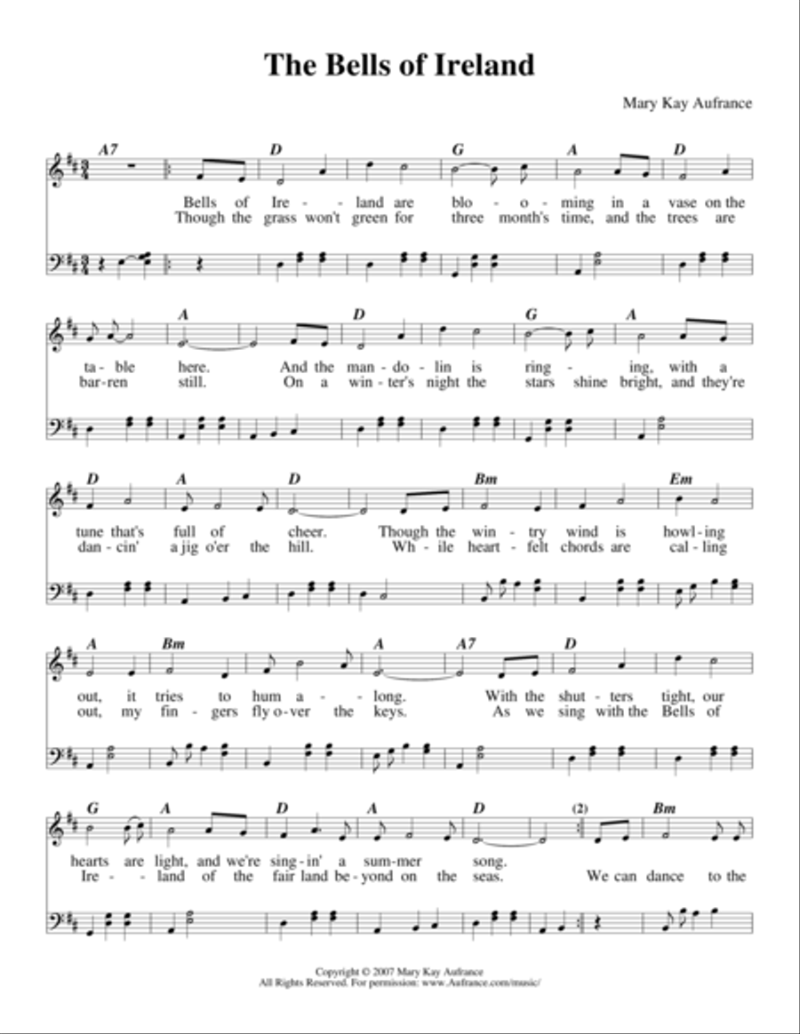The Bells of Ireland Piano scores gallery preview page 1