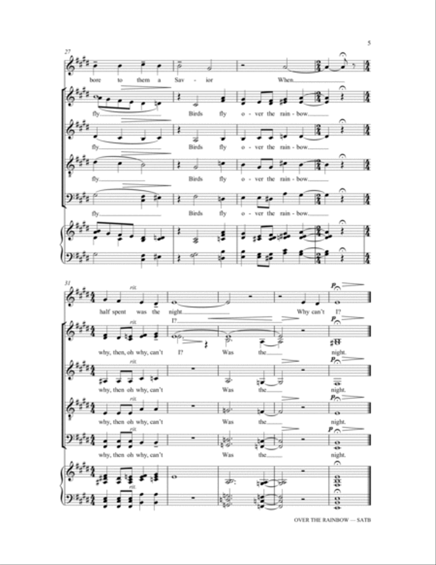 Over The Rainbow (with Lo How a Rose) (arr. Richard Bjella) 4-Part scores gallery preview page 5