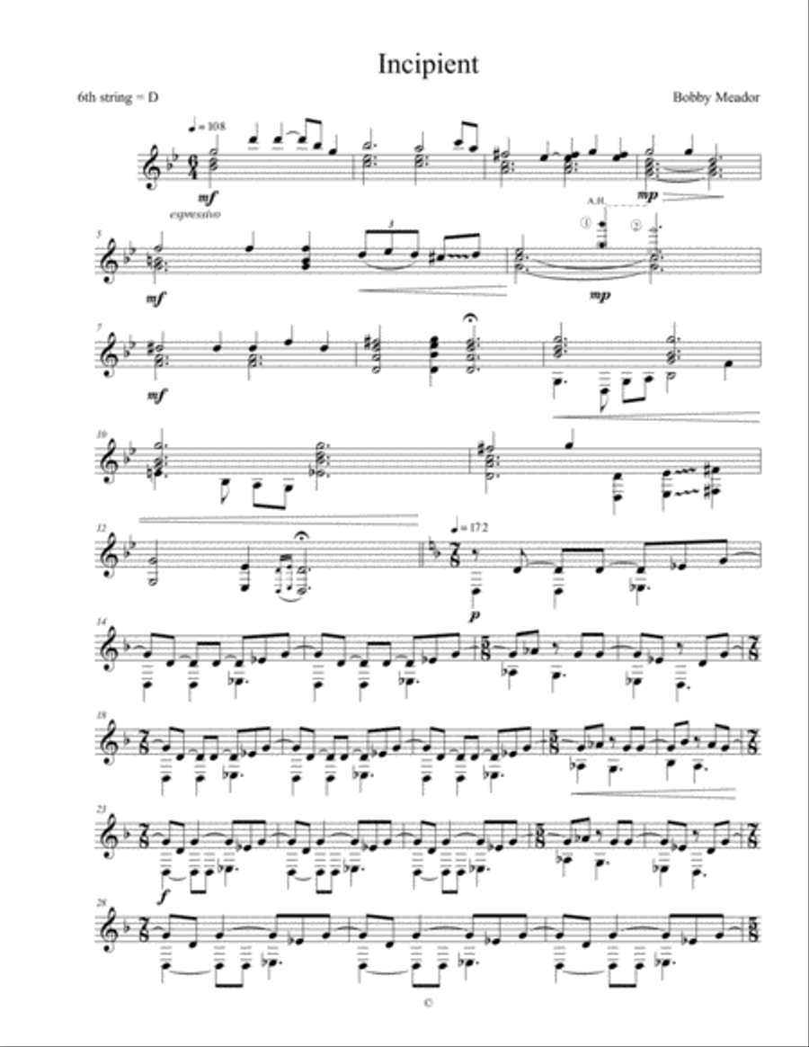 Incipient Classical Guitar scores gallery preview page 1