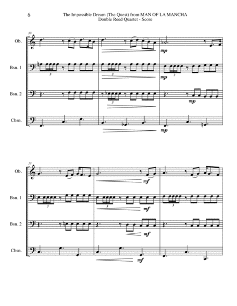 The Impossible Dream Woodwind Quartet scores gallery preview page 6