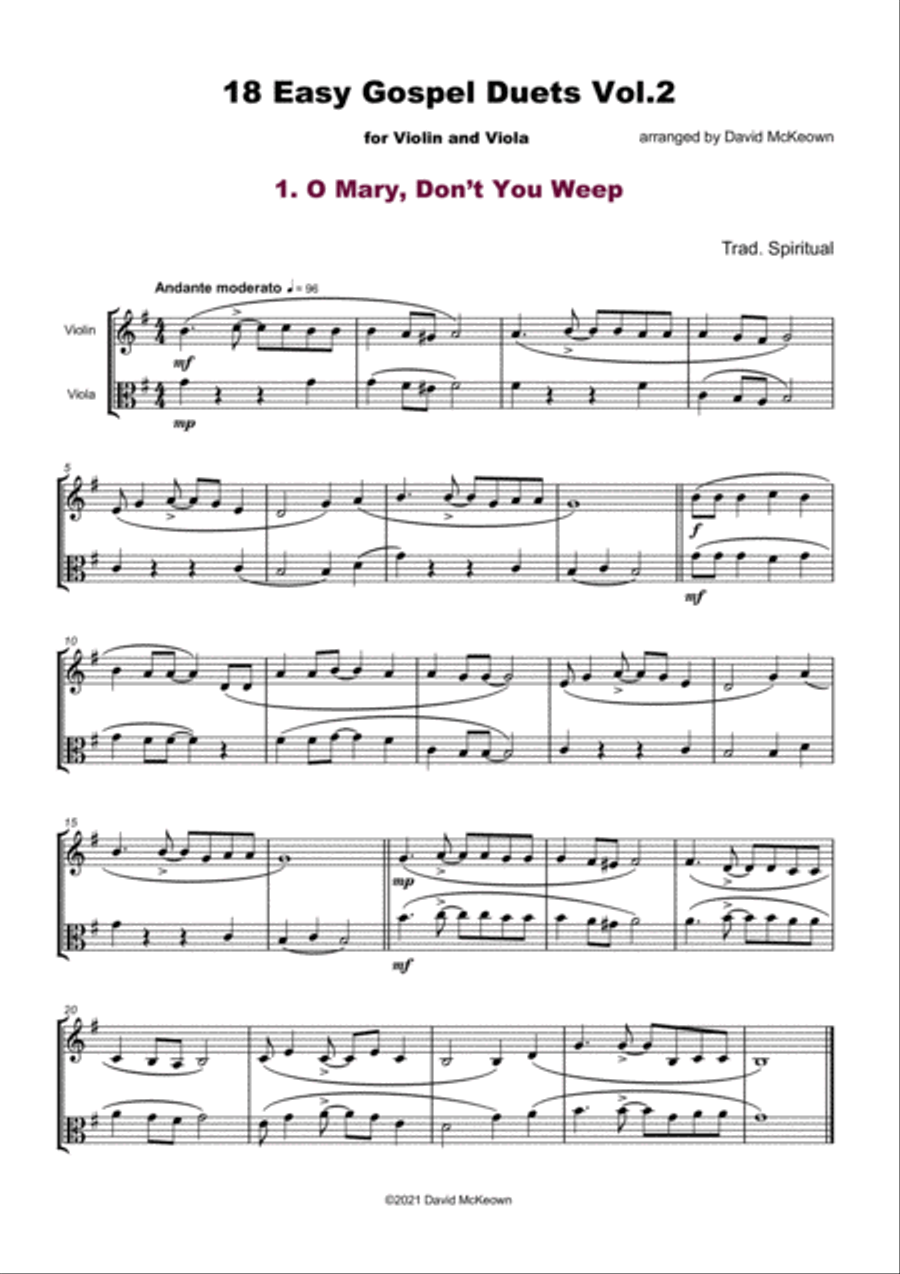 18 Easy Gospel Duets Vol.2 for Violin and Viola String Duet scores gallery preview page 3