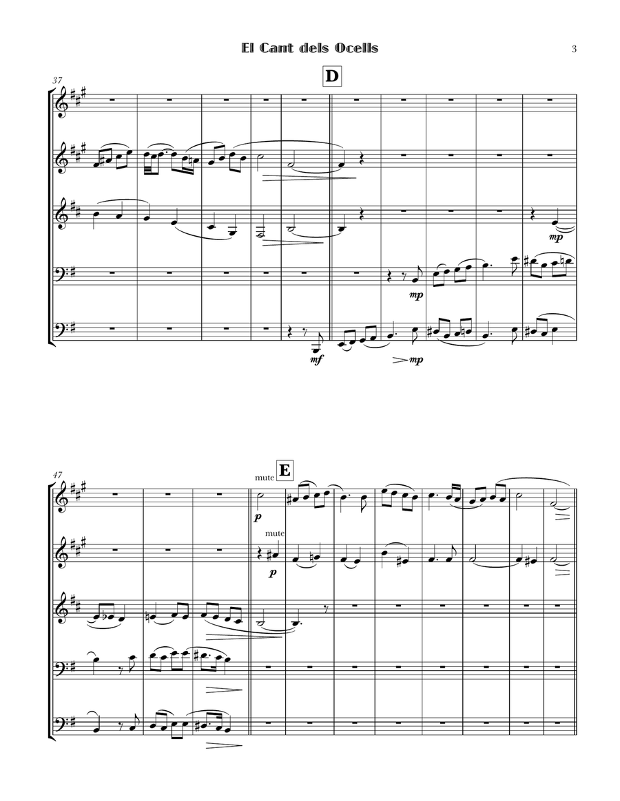 El Cant dels Ocells El Cant dels Ocells Brass Ensemble scores gallery preview page 5