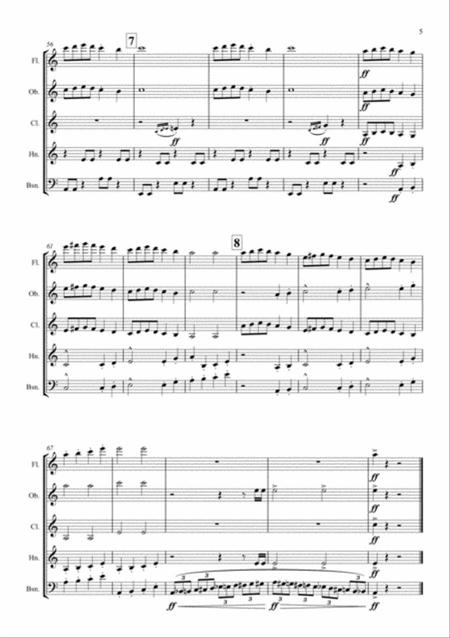 Saint-Saëns: The Carnival of the Animals -I.Introduction et Marche Royal - wind quintet Woodwind Quintet scores gallery preview page 5