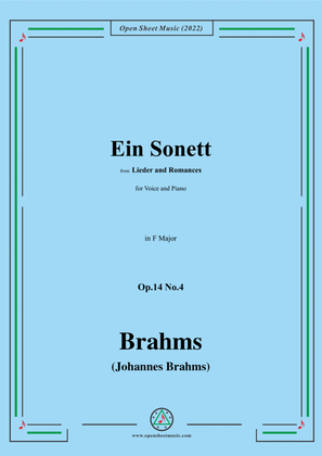 Book cover for Brahms-Ein Sonett,Op.14 No.4,from 'Lieder and Romances',in F Major