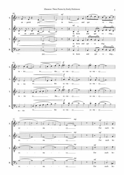THREE POEMS BY EMILY DICKINSON, for SATB choir a cappella image number null