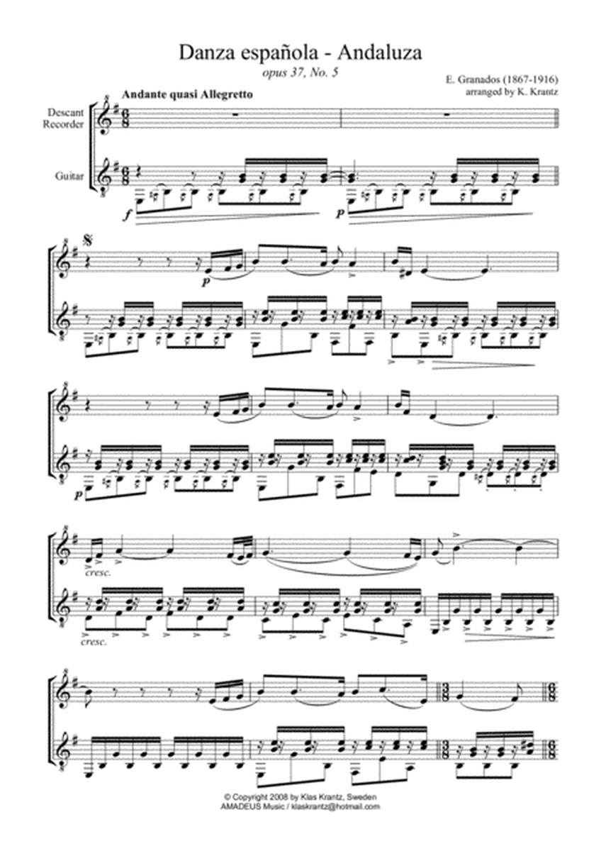 Spanish Dance No. 5 for for descant recorder and guitar image number null