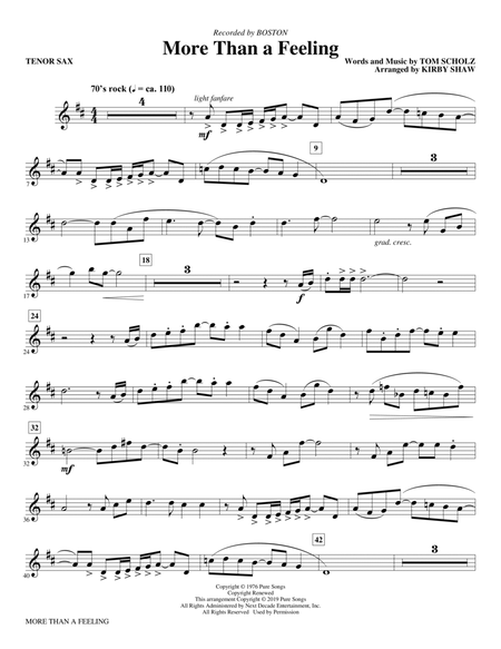 More Than a Feeling (arr. Kirby Shaw) - Bb Tenor Saxophone
