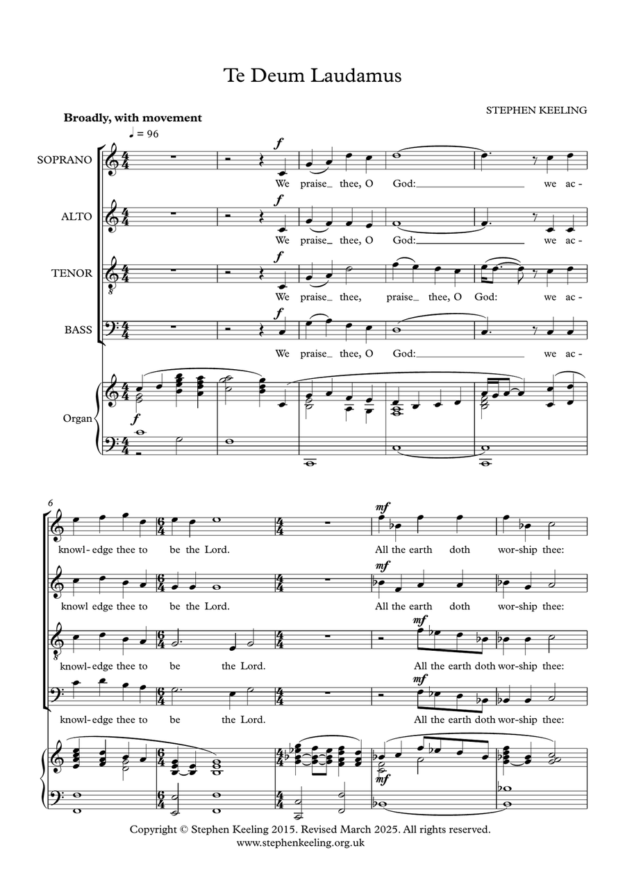 Te Deum and Benedictus 4-Part scores gallery preview page 2
