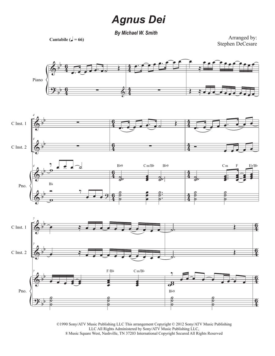 Agnus Dei Piano scores gallery preview page 1