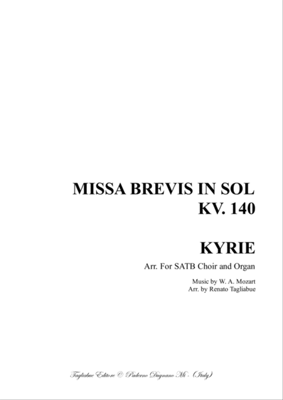 MISSA BREVIS in G major - KV 140 - 1 KYRIE 4-Part scores gallery preview page 1