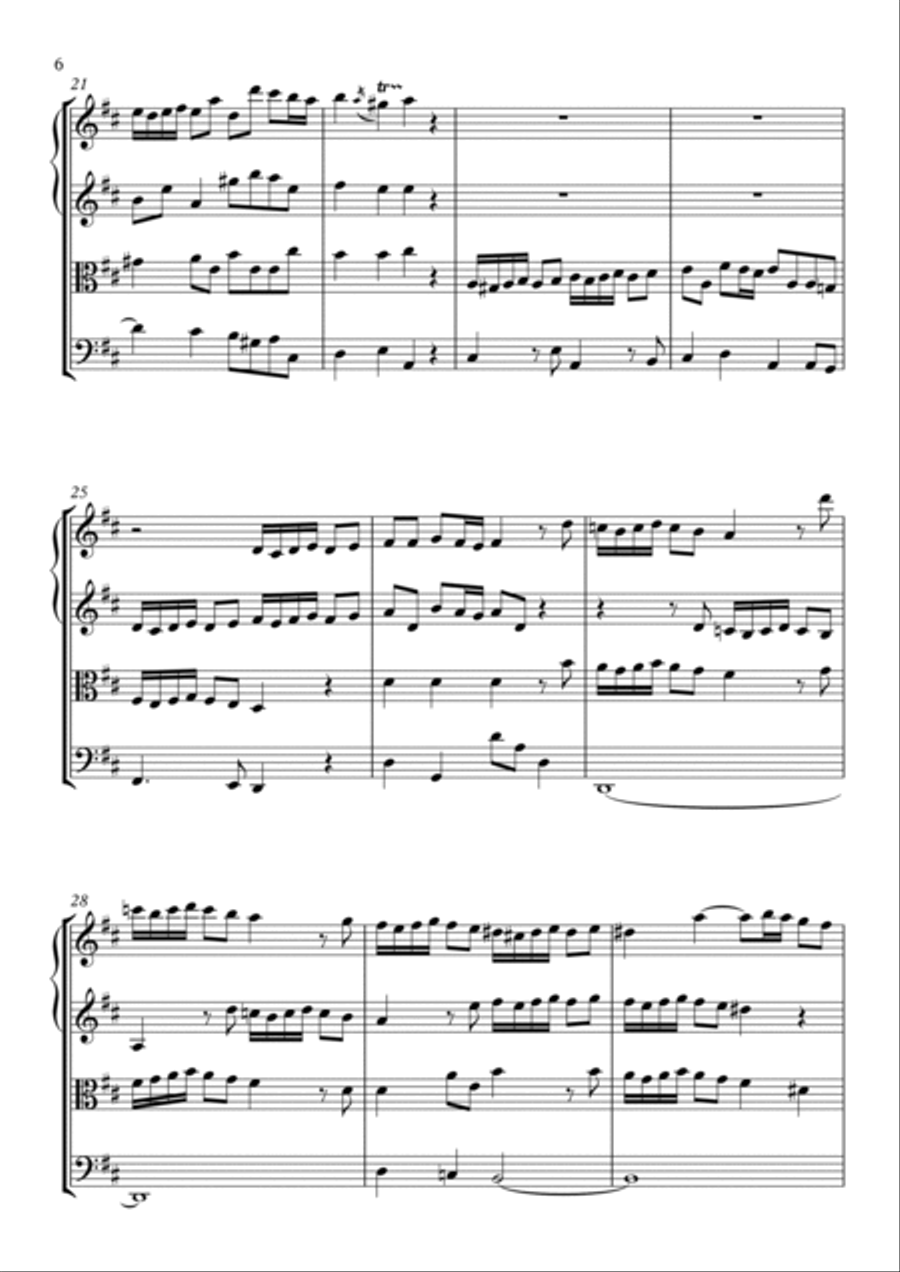 Concerto grosso in D major op. 6 no. 5 String Quartet scores gallery preview page 6