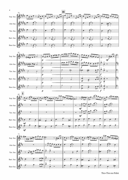 Tico-Tico no Fubá - Choro - Saxophone Quartet image number null